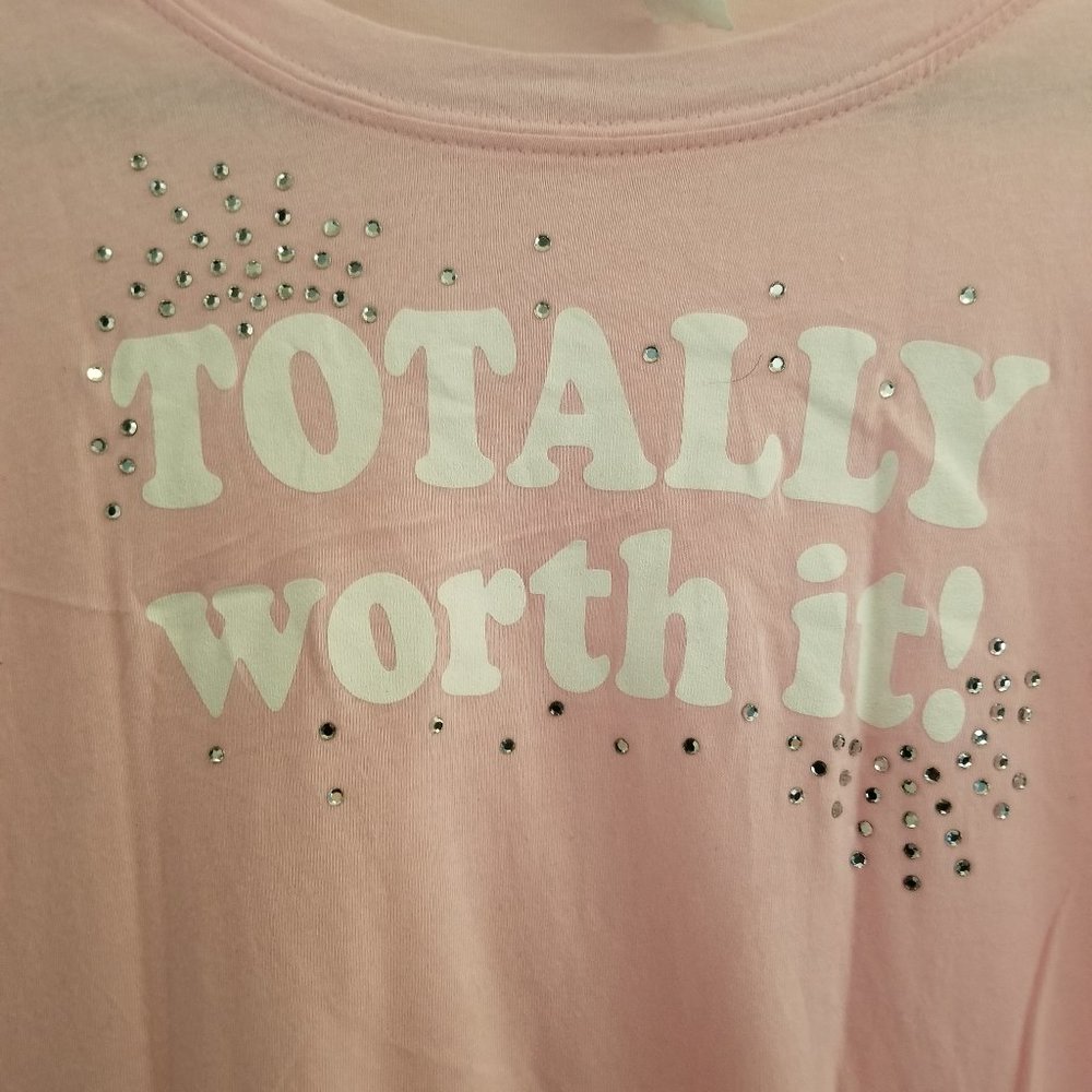 Totatally worth it rhinestudded short sleeve tee - Picture 3 of 6